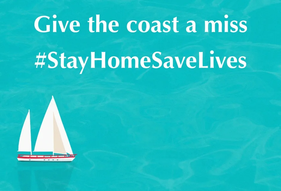 Stay home save lives safety message.