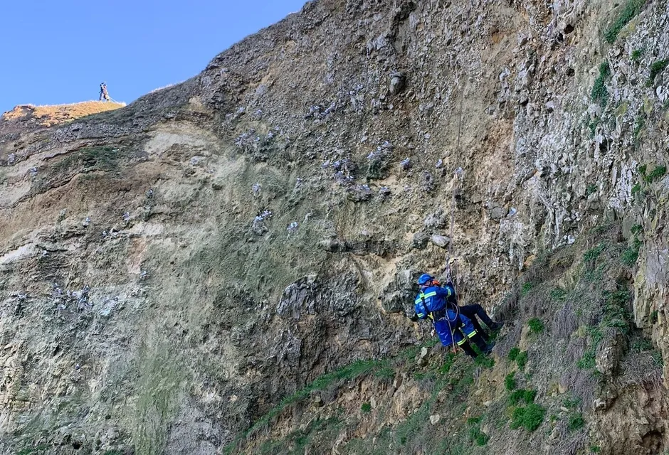 Rope rescue at Marsden in Tyne and Wear