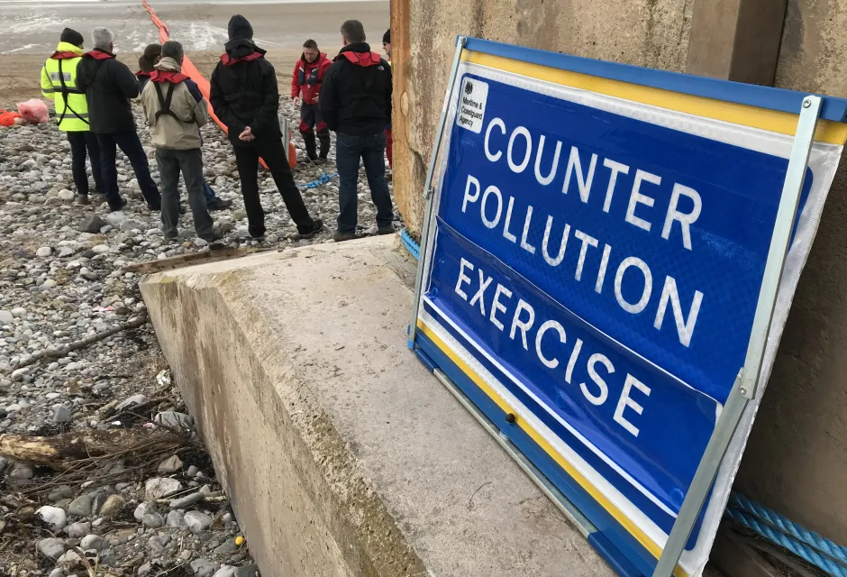 A counter-pollution exercise warning size at a previous operation in Llandudno (Photo: stock image)
