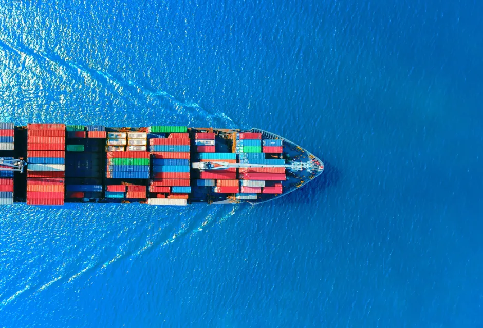 Arial top view of vessel