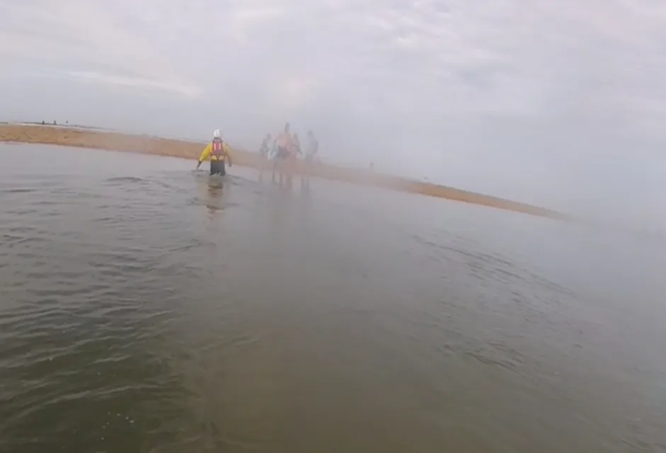 The RNLI and Coastguard rescued up to 120 beach-goers cut off by the tide at Rhyl, picture provided by RNLI 