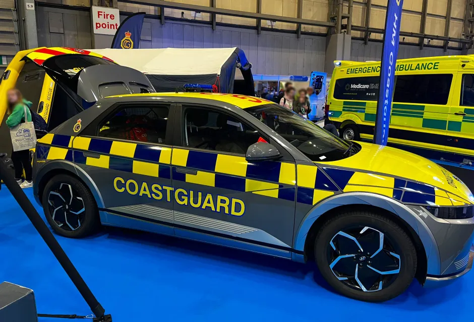 The first fully electric Coastguard emergency response vehicle, a Hyundai Ioniq.