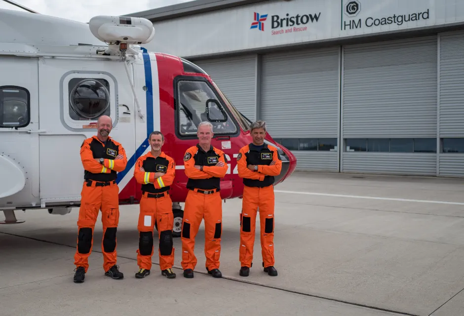 The four-strong crew of the Newquay HM Coastguard search and rescue helicopter
