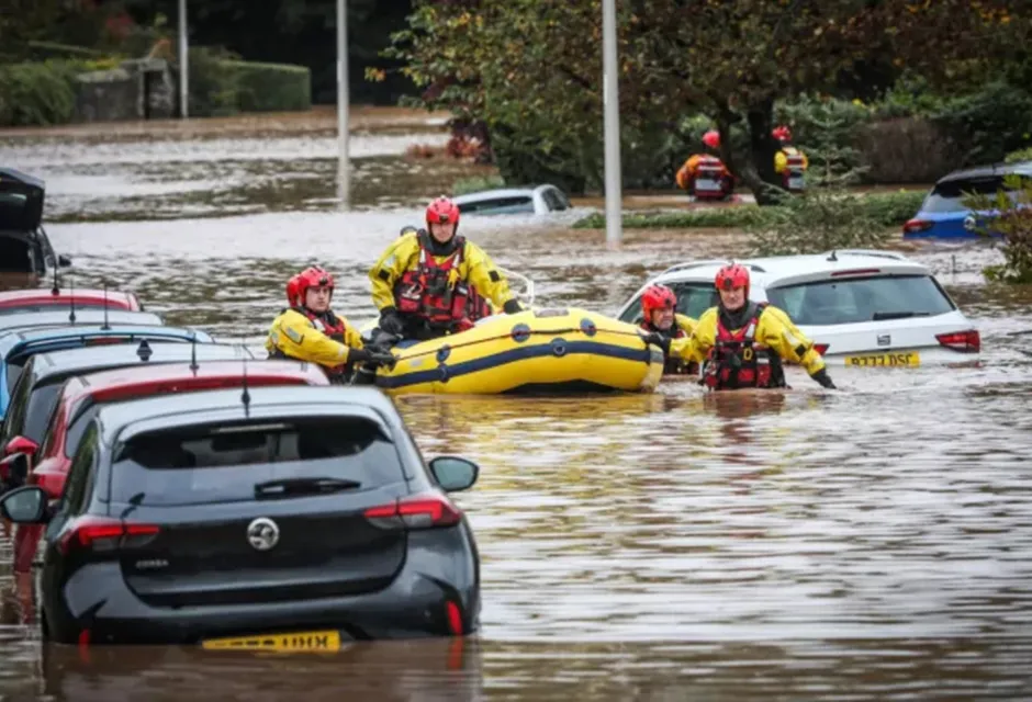Coastguards provide an emergency response during Storm Babet flooding. 
