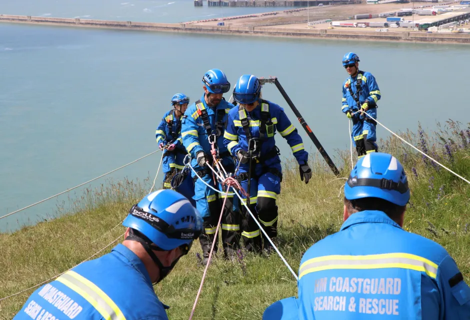A Coastguard Rescue Team conducting a cliff rescue