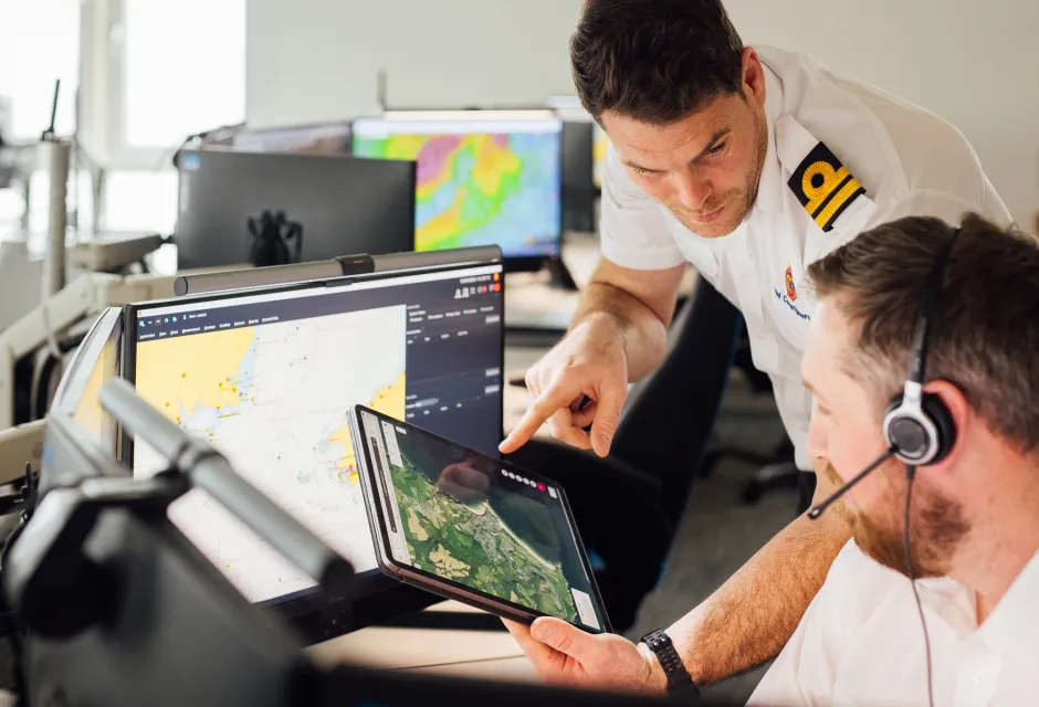 HM Coastguard operations staff working 